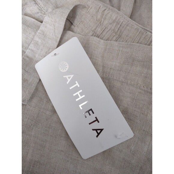 New Athleta Voyager 100% Linen Shorts Size 20 Natural Beige Elastic Waist 7" NWT - Picture 4 of 7